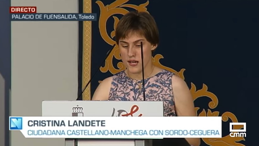 Captura de pantalla del directo de Castilla-La Mancha Televisión durante la intervención de Cristina