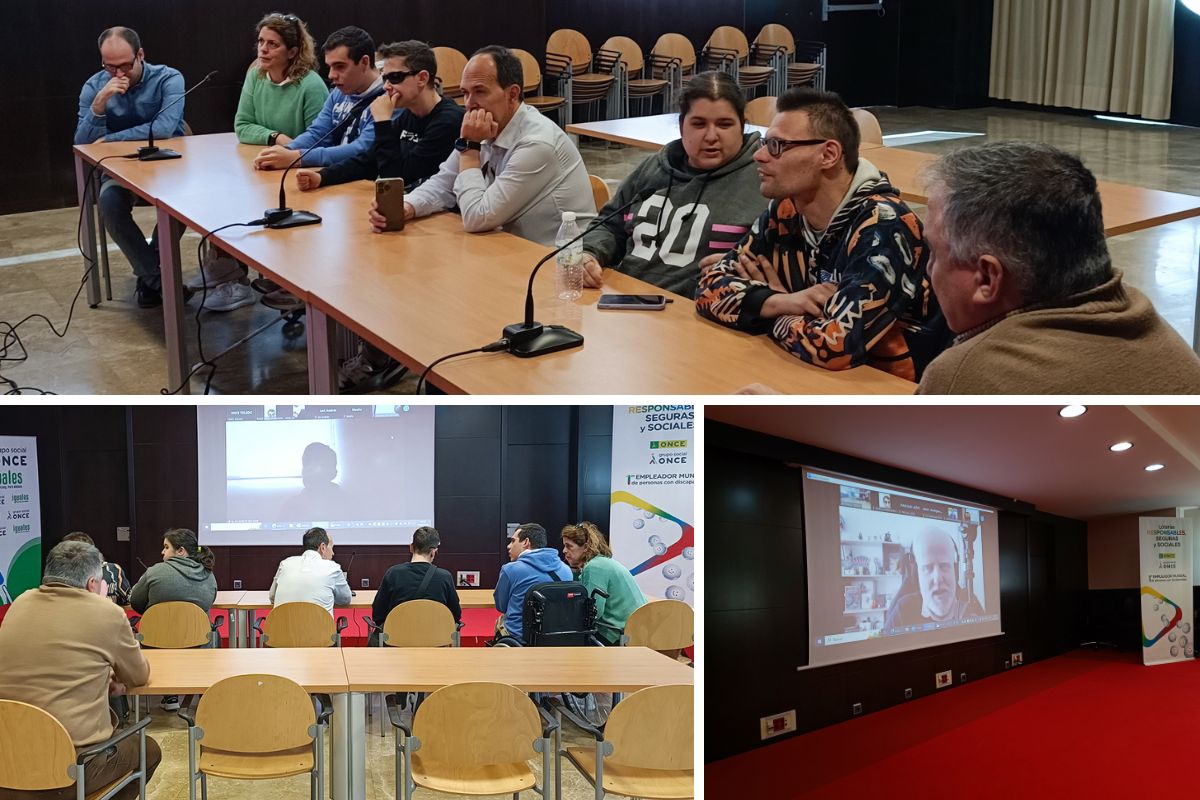 Salón de actos de la Delegación Territorial de la ONCE en Castilla-La Mancha, donde se proyectó la charla de videojuegos accesibles impartida por Javier Ándres.