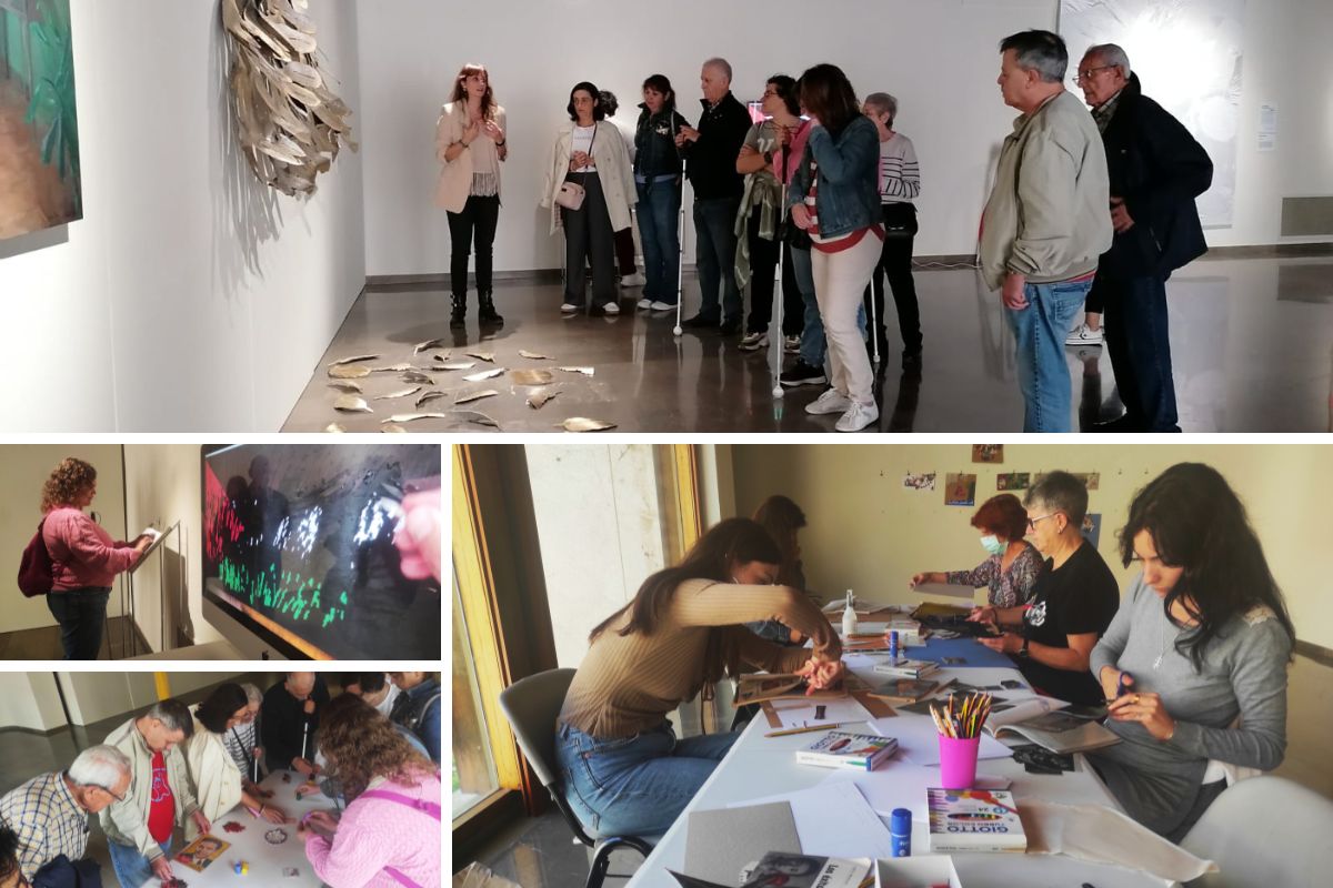 Momentos de la visita guiada y del taller de la X Muestra de Mujeres en el Arte Amalia Avia en el Museo de Albacete