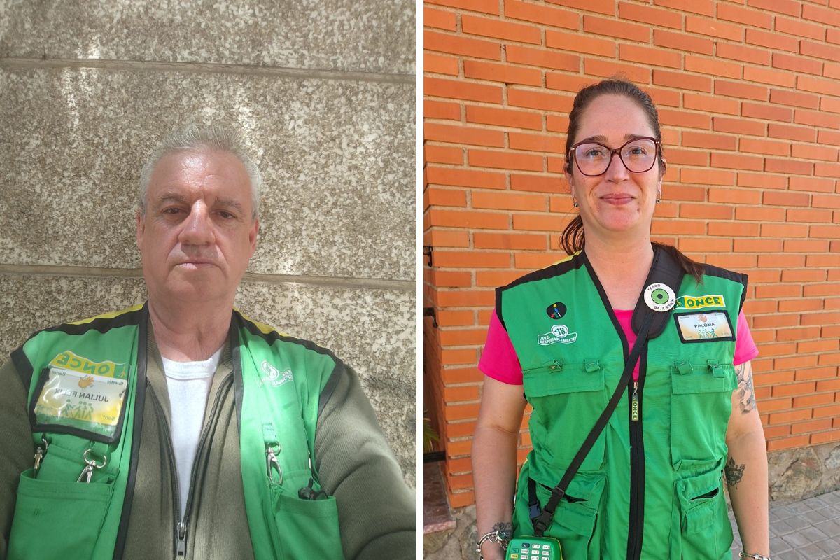 Julián Félix Pizarro Francisco y Paloma Lozano Manzano, vendedores de la ONCE que han dado premios
