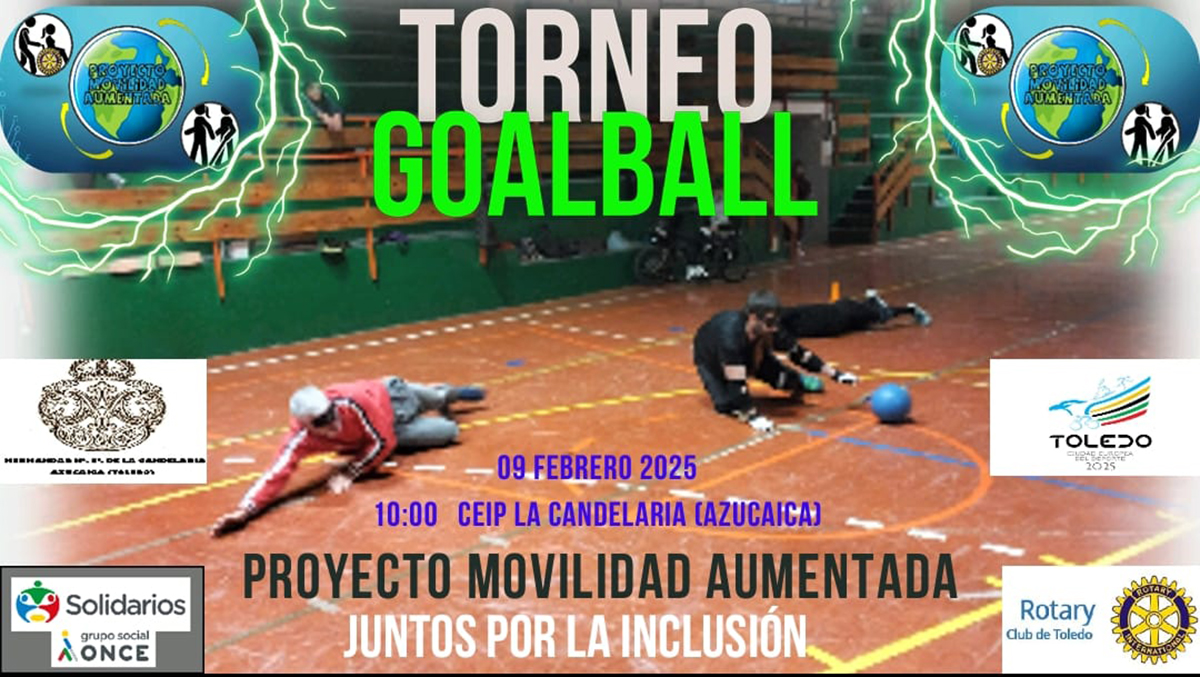 Cartel Torneo de Goalball. El 9 de febrero a las 10:00 en el CEIP Candelaria.