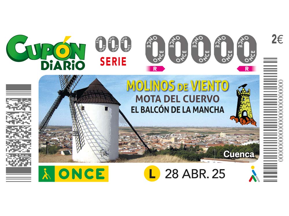 Cupón dedicado a los molinos de viento de Mota del Cuervo