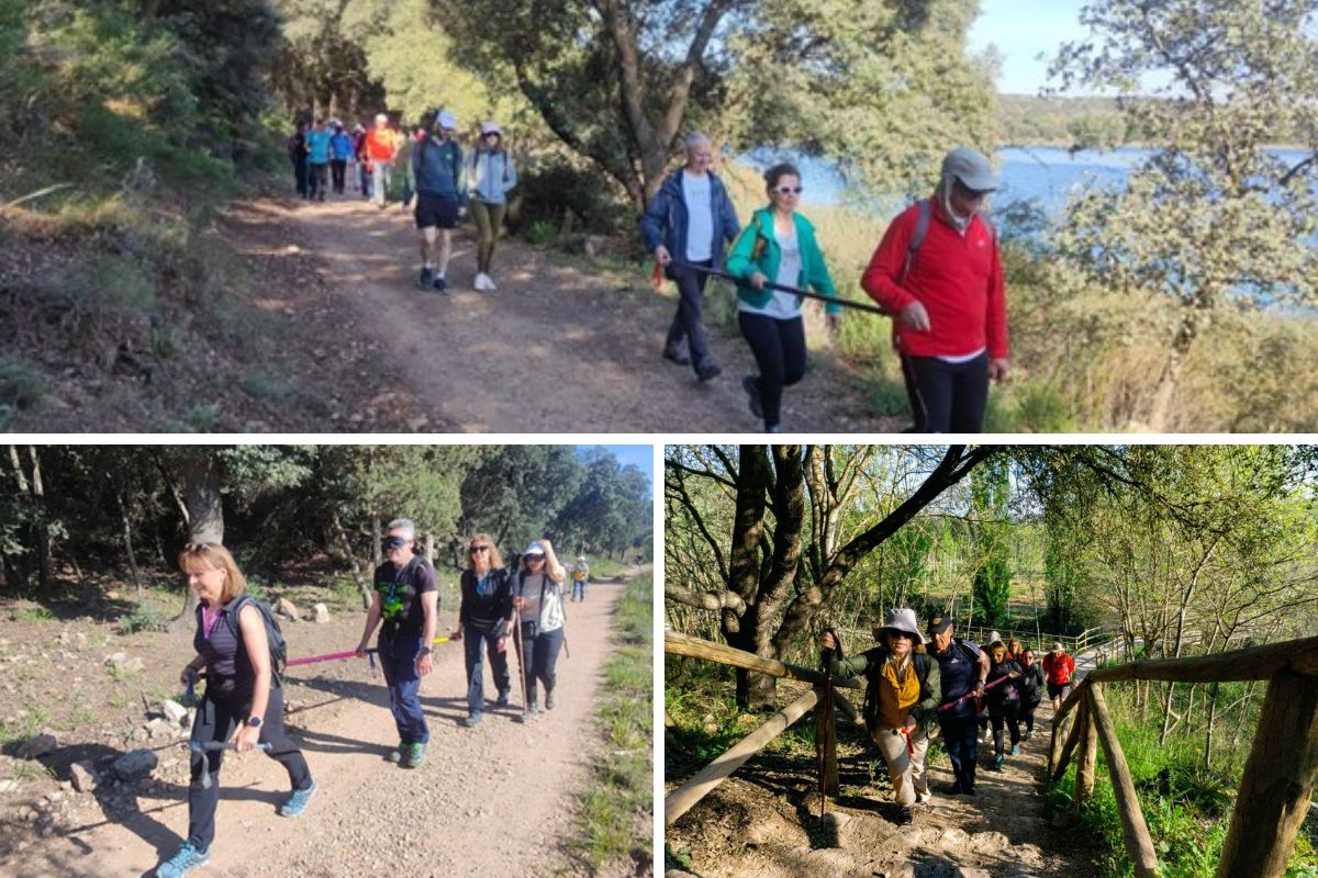 Participantes en la ruta inclusiva en las Lagunas de Ruidera utilizando las barras direccionales
