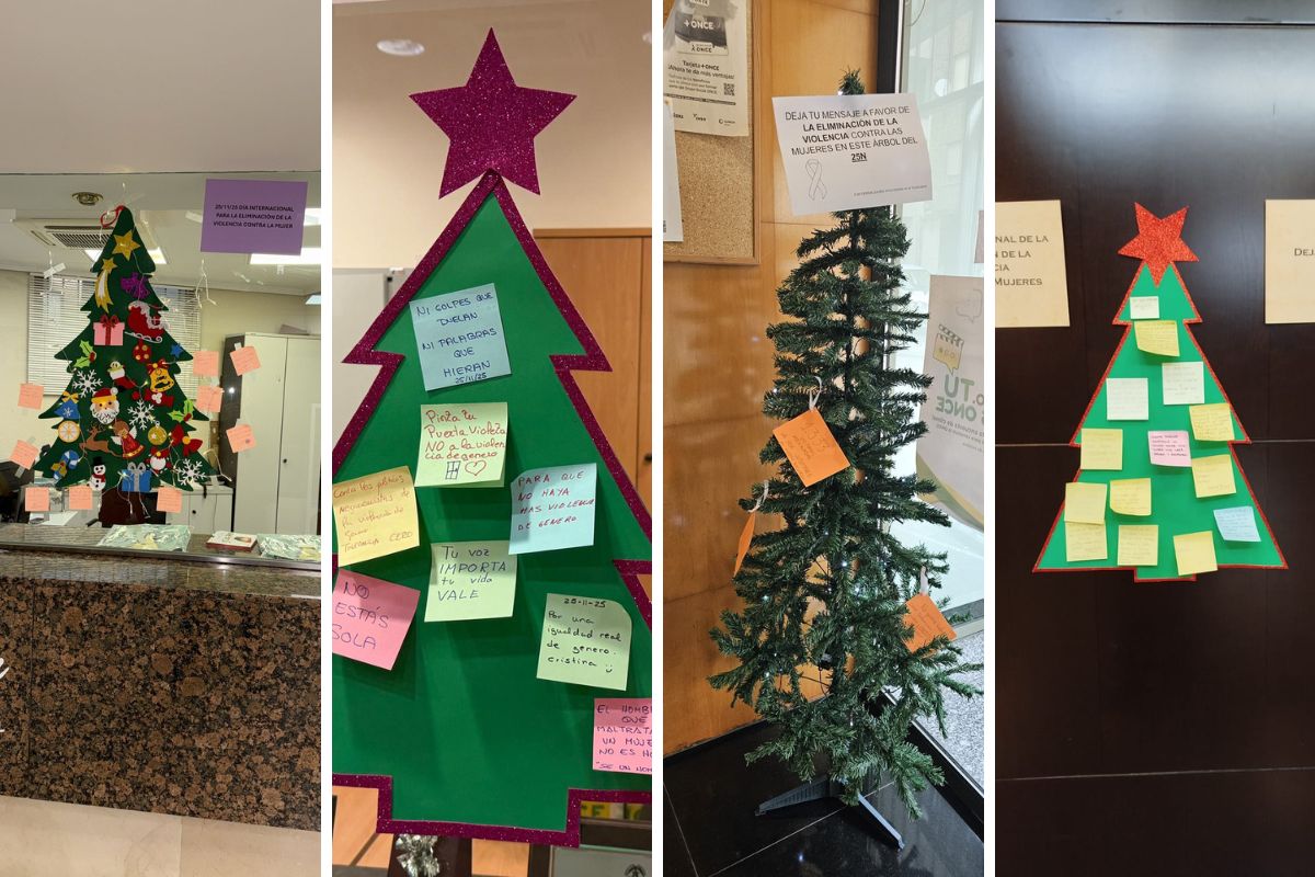 Árboles con los mensajes de apoyo en los diferentes centros ONCE