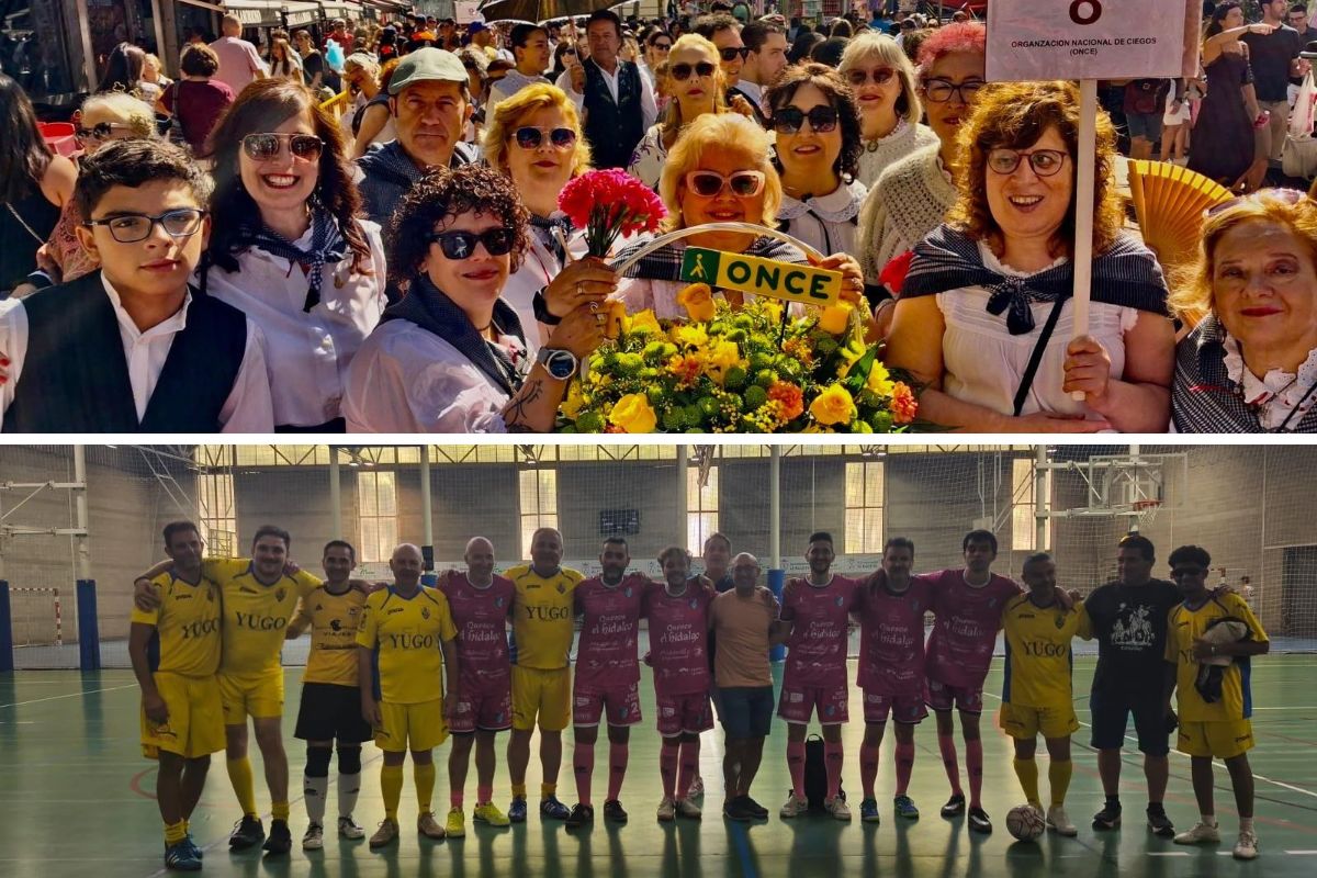 Participantes de la ONCE en la Ofrenda Floral y en la Exhibición de fútbol sala