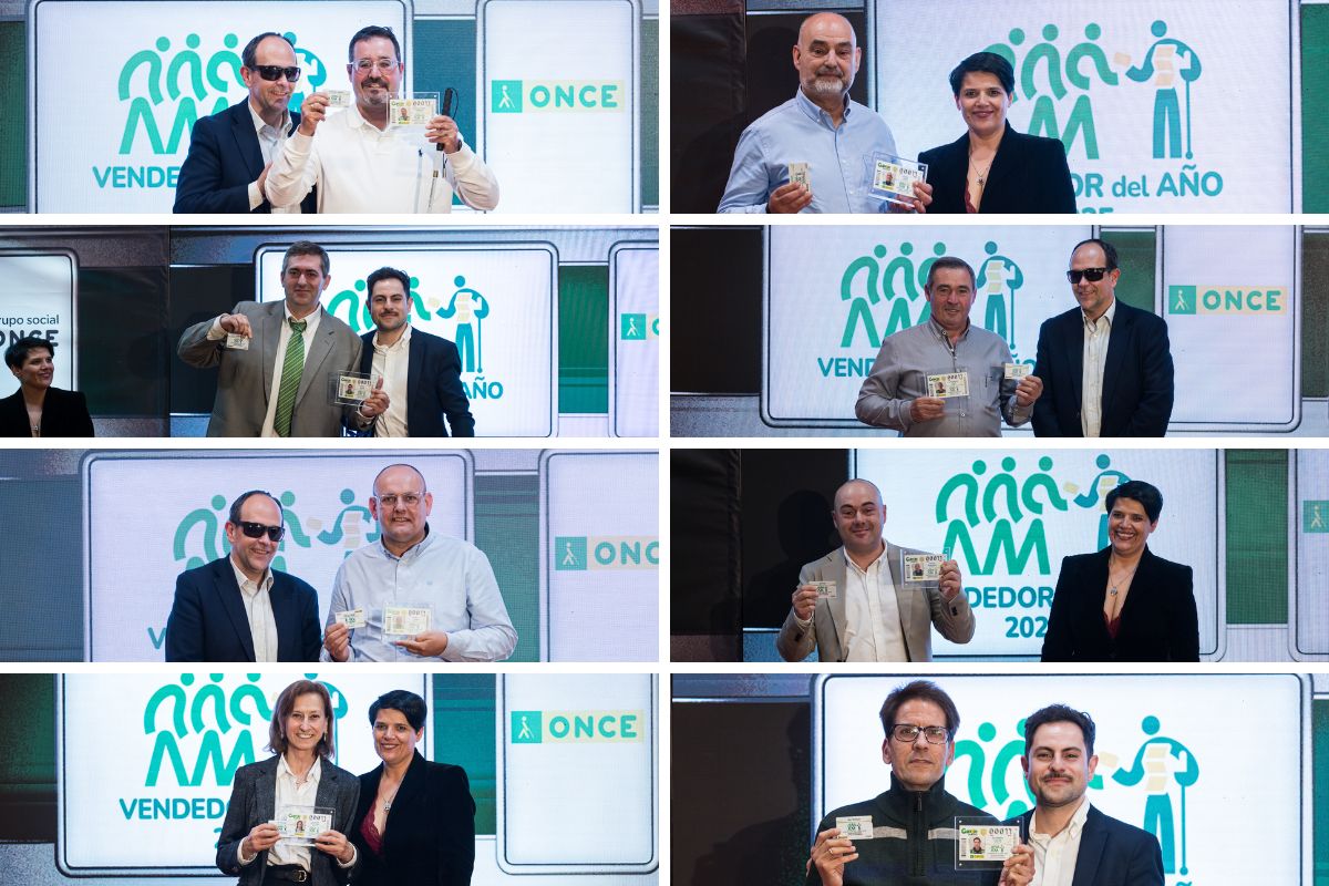 Centinelas de la Ilusión recogiendo su cupón dedicado de parte de los responsables de la ONCE