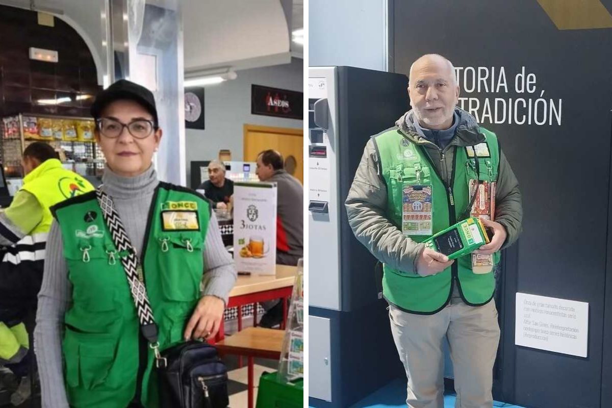 Beatriz Franco y Francisco Antonio Sotelo, agentes vendedores que han dejado premios con el Cupón Diario de la ONCE
