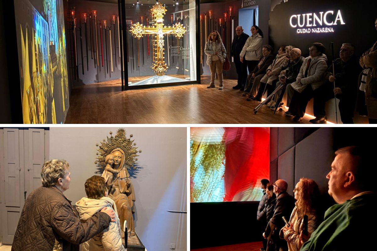 Collage de los diferentes momentos de la visita con los participantes en distintas salas